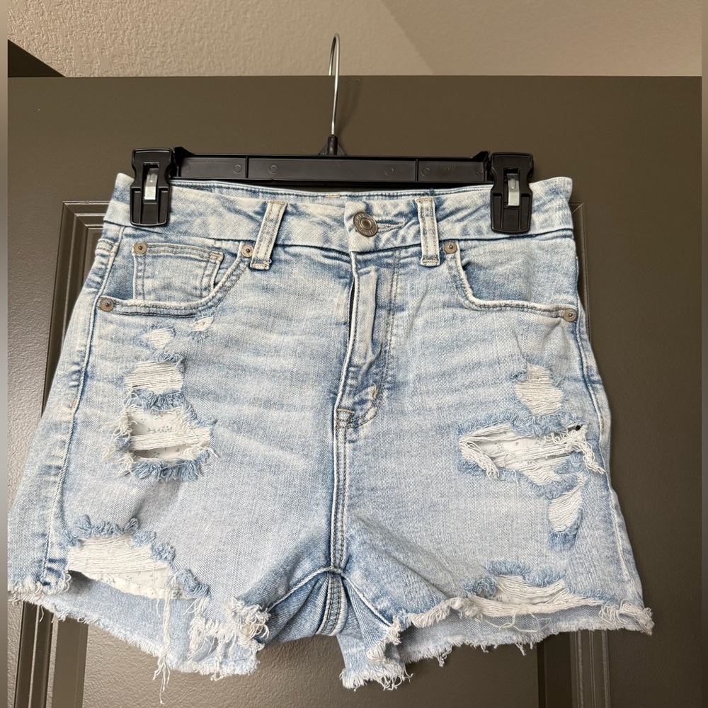 American Eagle Outfitters Blue Distressed Jean Shorts